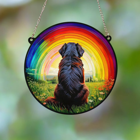 Bernese Mountain Dog Rainbow Bridge Stained Glass Effect Suncatcher